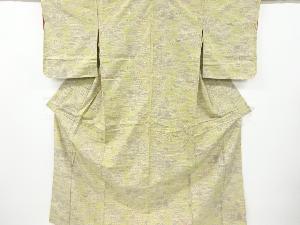 アンティーク　流水に寺塔・草花模様織り出し手織り紬着物